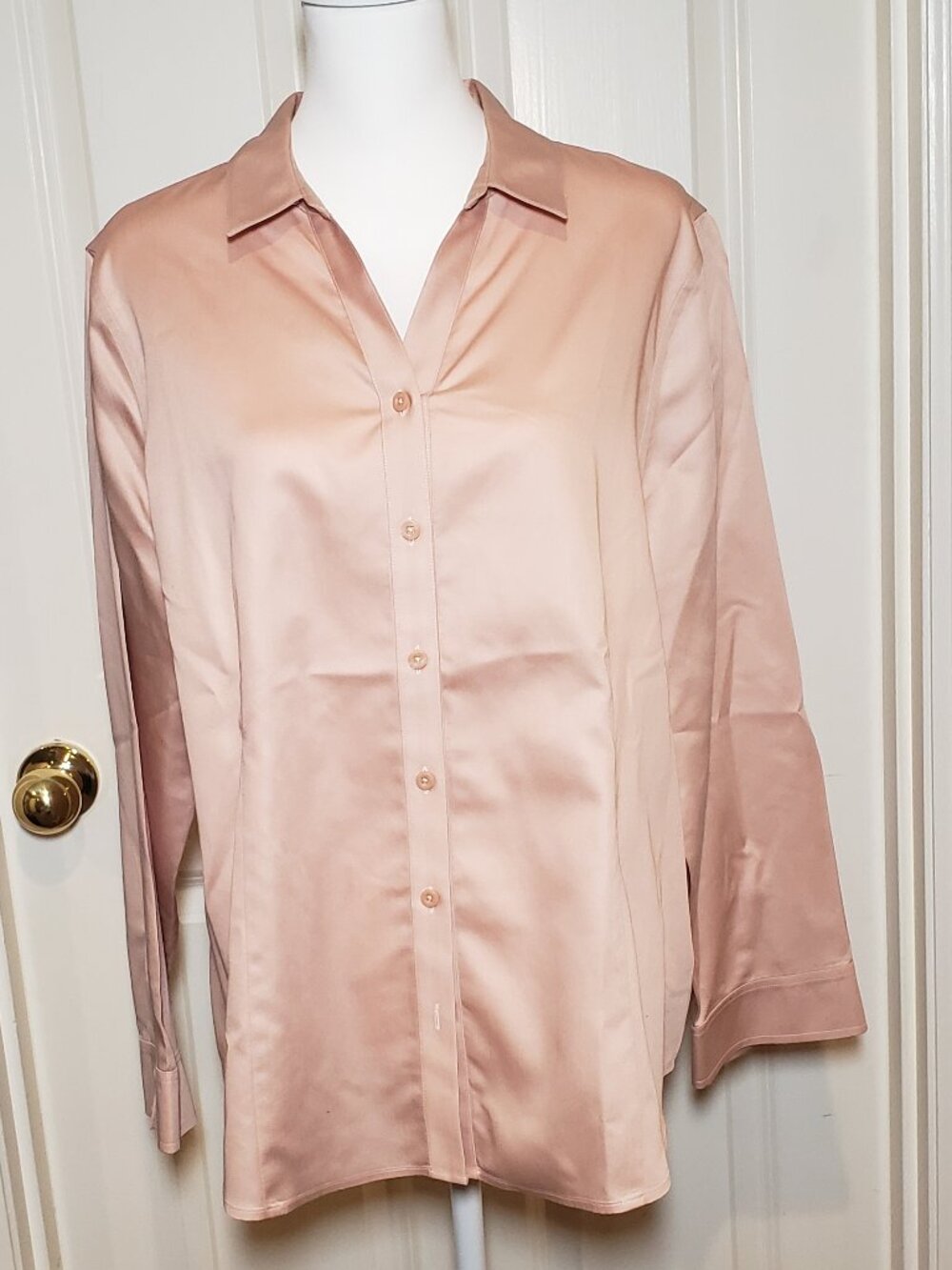 Chico's 100% Cotton no-iron blouse rose pink Size 3
